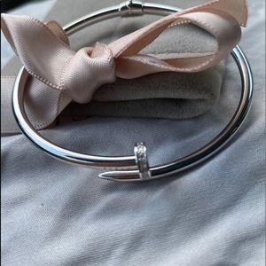 18k solid white gold nail bracelet